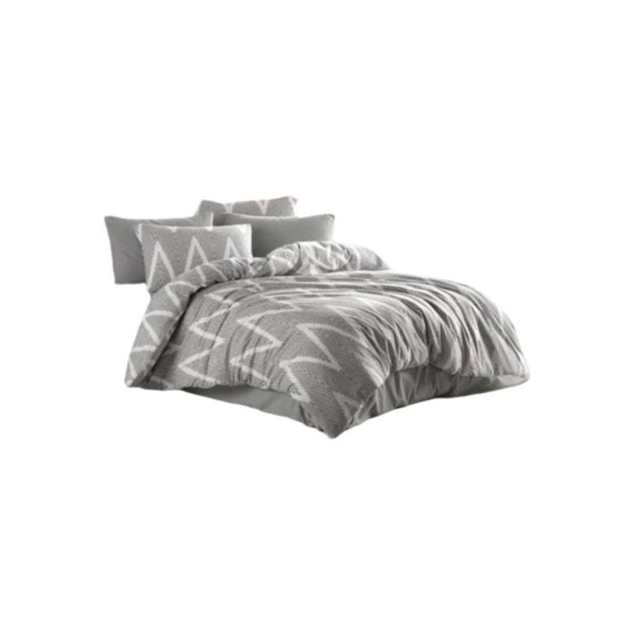 Juego de Cama 220x240 cm 2 Fundas Almohada 60x60 cm Algodón Poliéster Gris Juego de Cama 220x240 cm 2 Fundas Almohada 60x60 cm Algodón Poliéster Gris