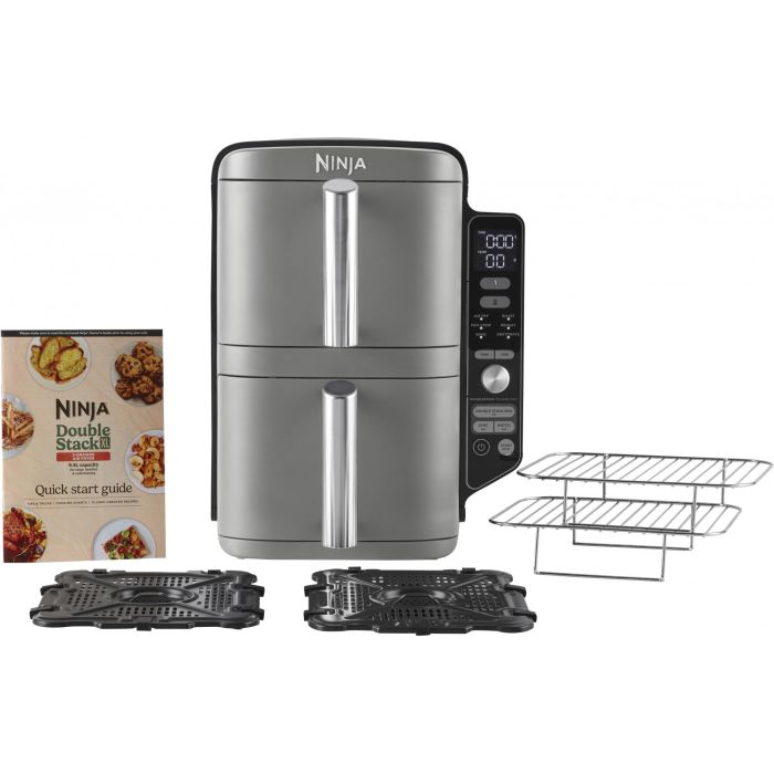 Ninja SL400EU Freidora de Aire Doble Cesta 9.5L Double Stack XL para 8 Personas con 6 Funciones de Cocción 10