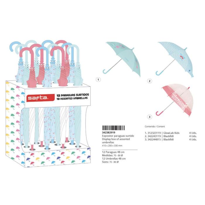 Paraguas Safta Expositor De 12 Unidades Surtidas 330x410x200 mm 1