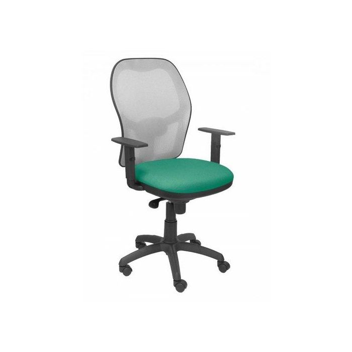Silla Piqueras Y Crespo Jorquera Brazos Regulables Mecanismo Sincro Con Regulador De Tension Respaldo De Malla Gris Y Asiento Tapizado Bali Verde