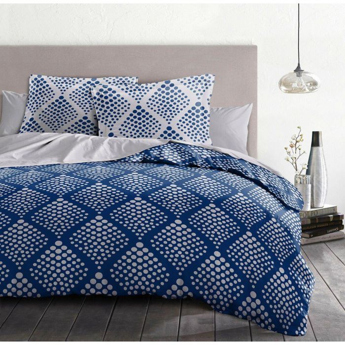 Juego nórdico 240x260 cm HOME LINGE PASSION FIBULA: Funda nórdica + 2 fundas de almohada - 100% Algodón 57 hilos - Azul 4