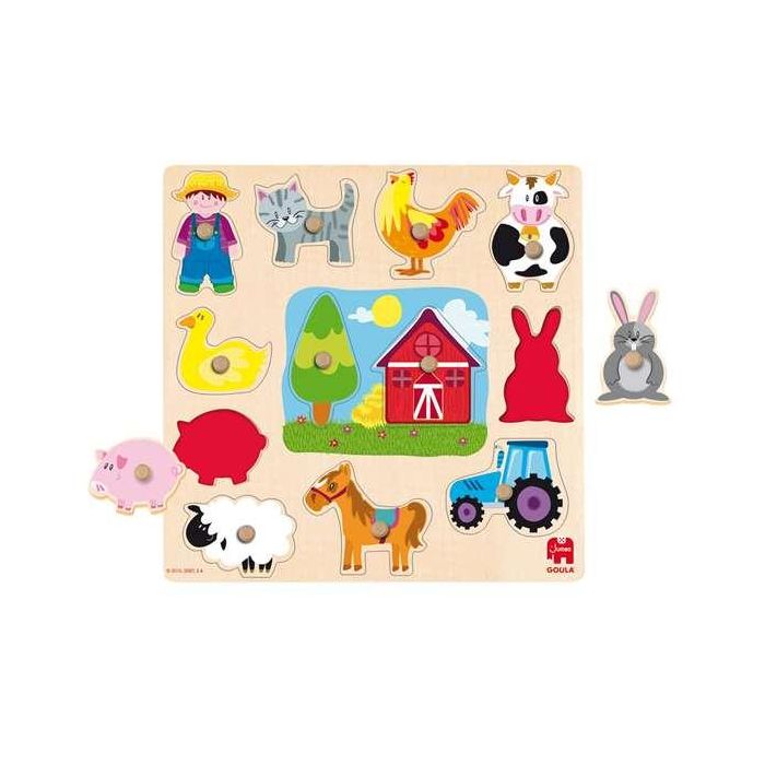 Puzzle encajable siluetas granja de madera goula 12 piezas 31x30x1.5 cm Puzzle encajable siluetas granja de madera goula 12 piezas 31x30x1.5 cm