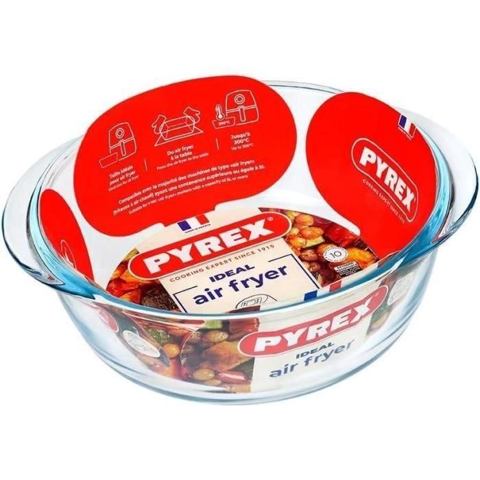 Pyrex 1450144 Plato para freidora de aire Redondo de vidrio borosilicato 26 cm 4