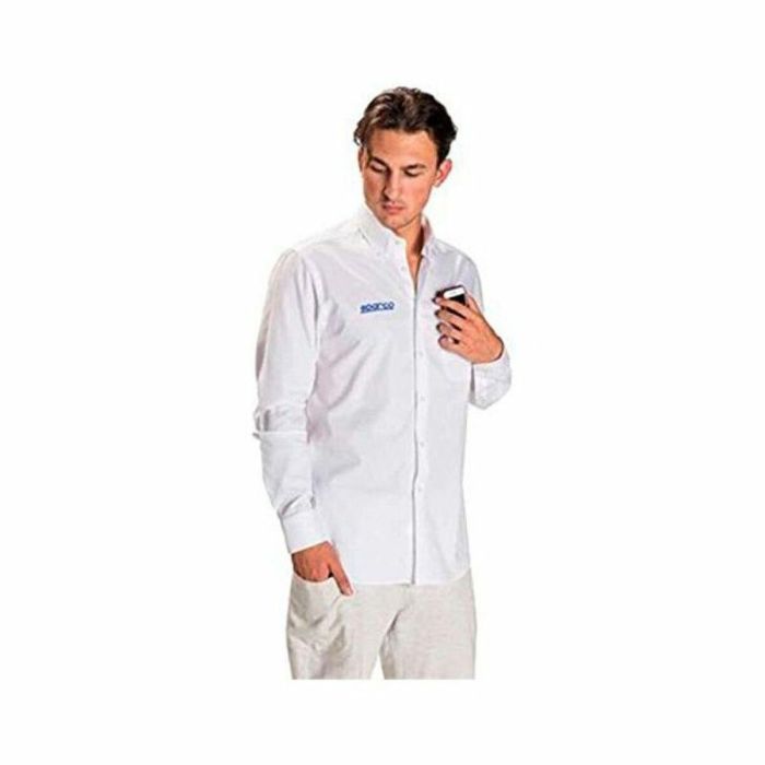 Sparco 011774BI1S Camisa de manga larga para hombre, 100% algodón, ligera y transpirable, color blanco, talla S 1 Sparco 011774BI1S Camisa de manga larga para hombre, 100% algodón, ligera y transpirable, color blanco, talla S 1