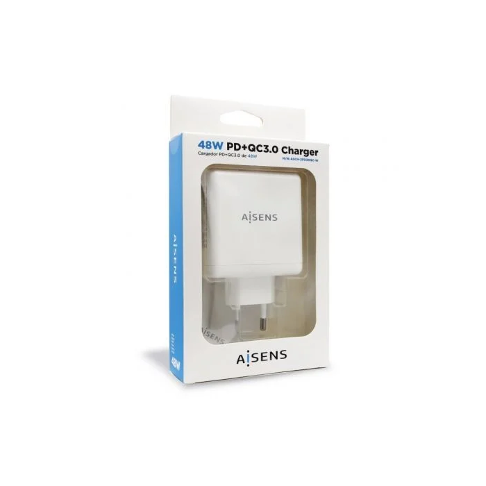 Aisens Cargador 48W 1xUSB-C PD3.0 30W 1xUSB-A QC3.0 18W Blanco 2