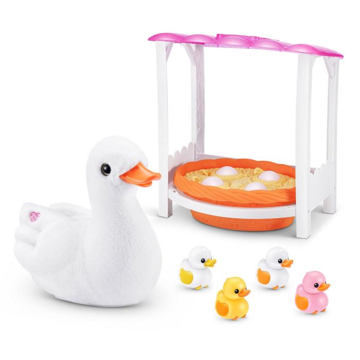 Pato interactivo pets alive pasea con sus 3 patitos, con accesorios 1