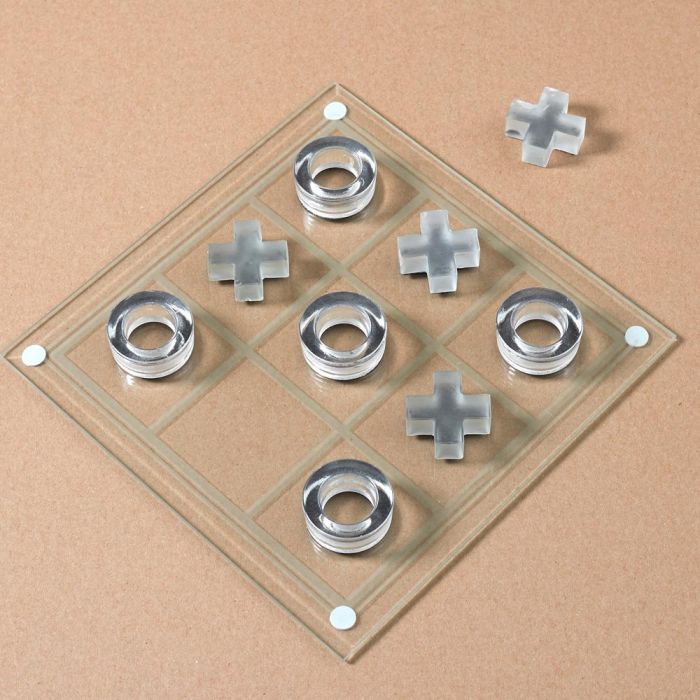 Mister Gadget Juego Tres En Raya de Vidrio - Juego de Mesa Vintage y Decorativo 1