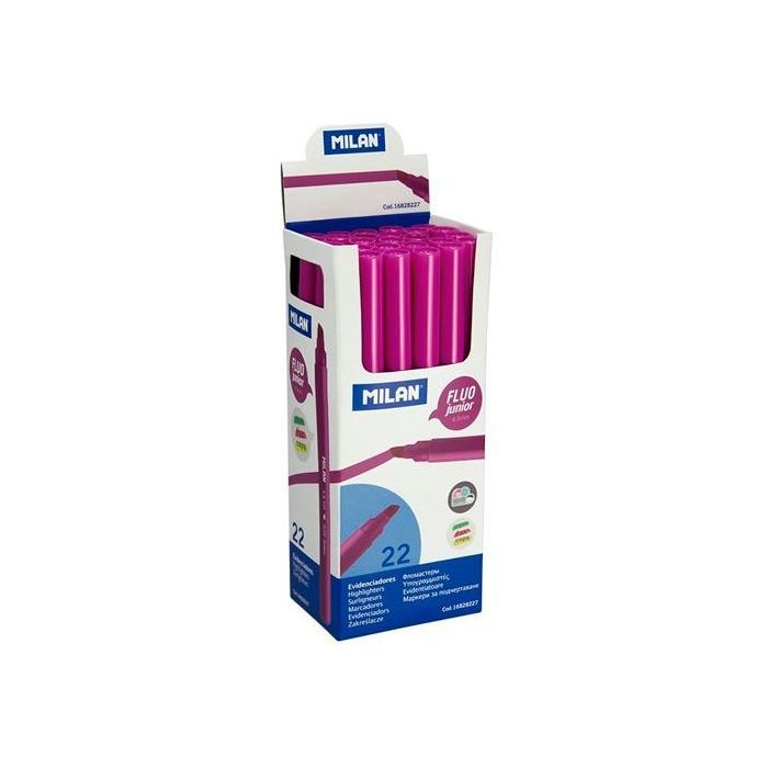 Milan Marcador Fluorescente Junior Punta Biselada Rosa Caja 22 Ud