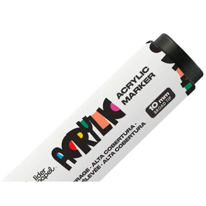 Liderpapel Rotulador Acrilico Base Agua Todo Tipo de Superficie Punta Rectangular 10 mm Blanco 3