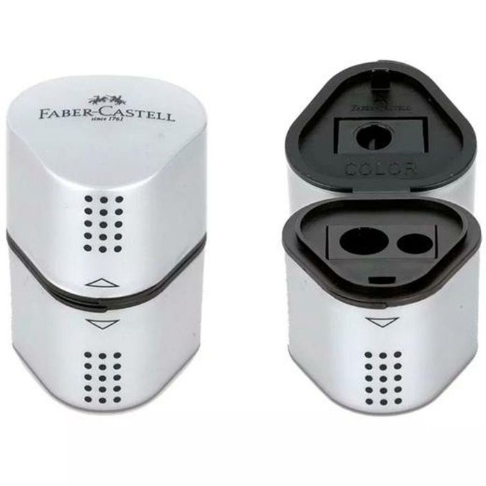 Sacapuntas Faber-Castell Grip 2001 3 en 1 Plateado Metal (10 Unidades) 1 Sacapuntas Faber-Castell Grip 2001 3 en 1 Plateado Metal (10 Unidades) 1