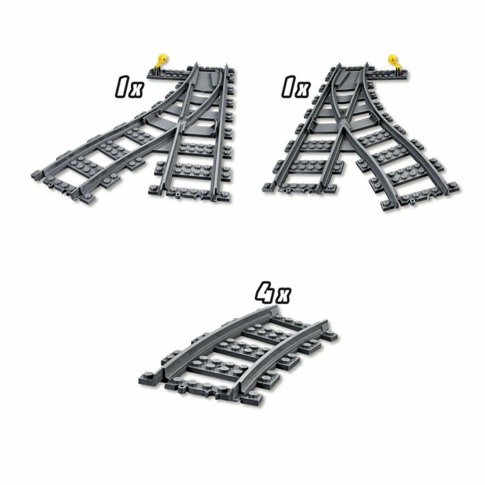 LEGO 60238 City Conjunto de Rieles de Tren y Desvíos. Incluye 4 Curvos, 1 Desvío Derecho y 1 Izquierdo. Compatible con todos los conjuntos LEGO City. 4 LEGO 60238 City Conjunto de Rieles de Tren y Desvíos. Incluye 4 Curvos, 1 Desvío Derecho y 1 Izquierdo. Compatible con todos los conjuntos LEGO City. 4