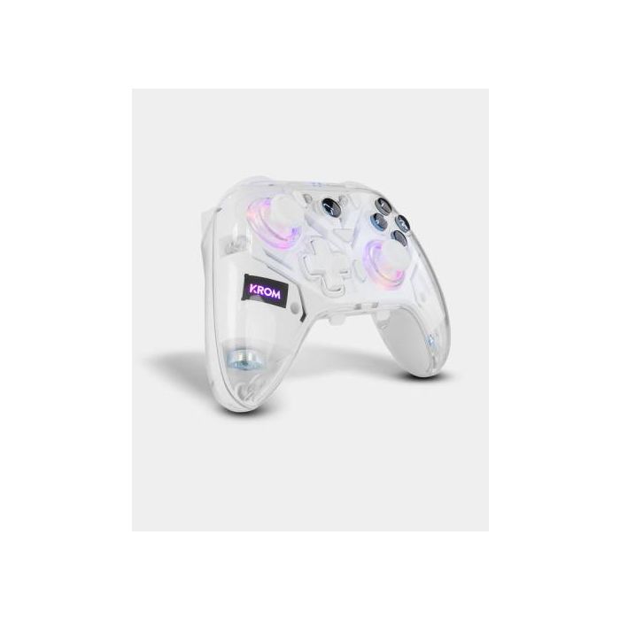 Krom NXKROMKRYSTAL Mando y volante Bluetooth/USB Gamepad Transparente para Android, Nintendo Switch, PC, iOS 6