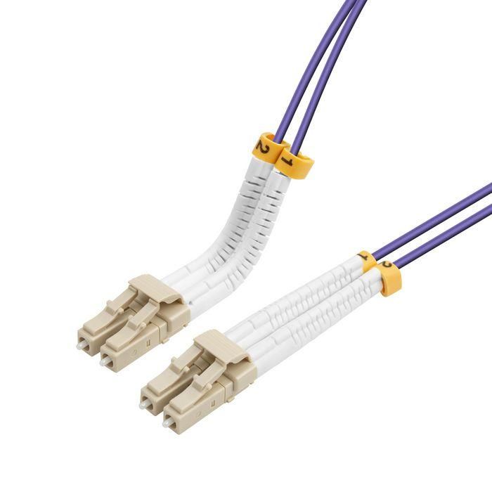 Lanview Cable de Fibra Óptica Multimodo Dúplex LC-LC OM4 LSZH Flexible y Curvable 90º, Ajustable a Mano 2m