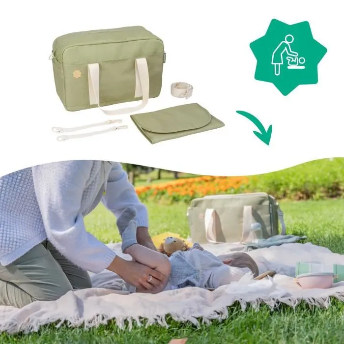Badabulle Bolso Cambiador Bowling Gran Capacidad 20L con Cambiador y Accesorios para Cochecito, Color Oliva 5