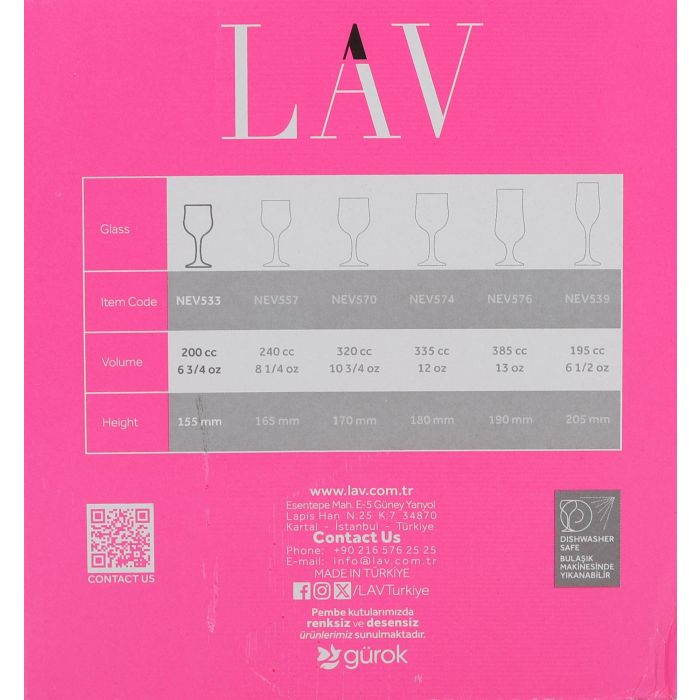 Lav Set 6 Copas Vino Blanco 200 cc (4 Cajas) 2