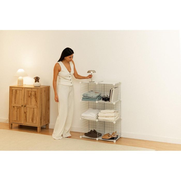 Newlux Titan c6 Estantería Modular Metálica Rejilla 6 Módulos 30x30cm Blanco - Carga 60kg, 64.5x94.5x31.5cm Fácil Montaje 3