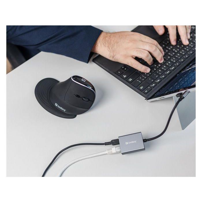 Sandberg Adaptador USB-C Gigabit con PD100W para Conexión de Red y Carga de Ordenador