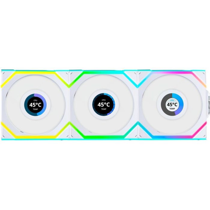 Lian Li UNI FAN SL Wireless LCD 120 ARGB (Pack de 3 Ventiladores, 120 mm, Aspas Invertidas, Control Inalámbrico 2.4GHz, Pantalla Personalizable, Blanco) Lian Li UNI FAN SL Wireless LCD 120 ARGB (Pack de 3 Ventiladores, 120 mm, Aspas Invertidas, Control Inalámbrico 2.4GHz, Pantalla Personalizable, Blanco)