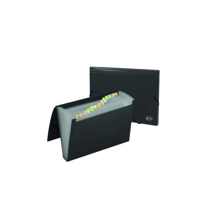 Clasificador Acordeon Forofis Pp Opaco A4 12 Dptos. Gomas Negro