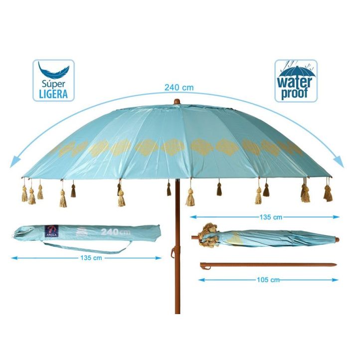 Atosa Sombrilla De Playa De Aluminio Modelo Con Upf 50+ Cian 240 cm 28-32 mm Cian 4 Atosa Sombrilla De Playa De Aluminio Modelo Con Upf 50+ Cian 240 cm 28-32 mm Cian 4