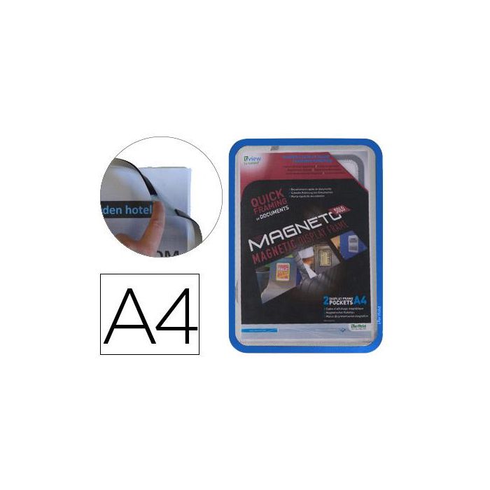 Marco Porta Anuncios Tarifold Magneto Din A4 Con 4 Bandas Magneticas En El Dorso Color Azul Pack De 2 Unidades Marco Porta Anuncios Tarifold Magneto Din A4 Con 4 Bandas Magneticas En El Dorso Color Azul Pack De 2 Unidades