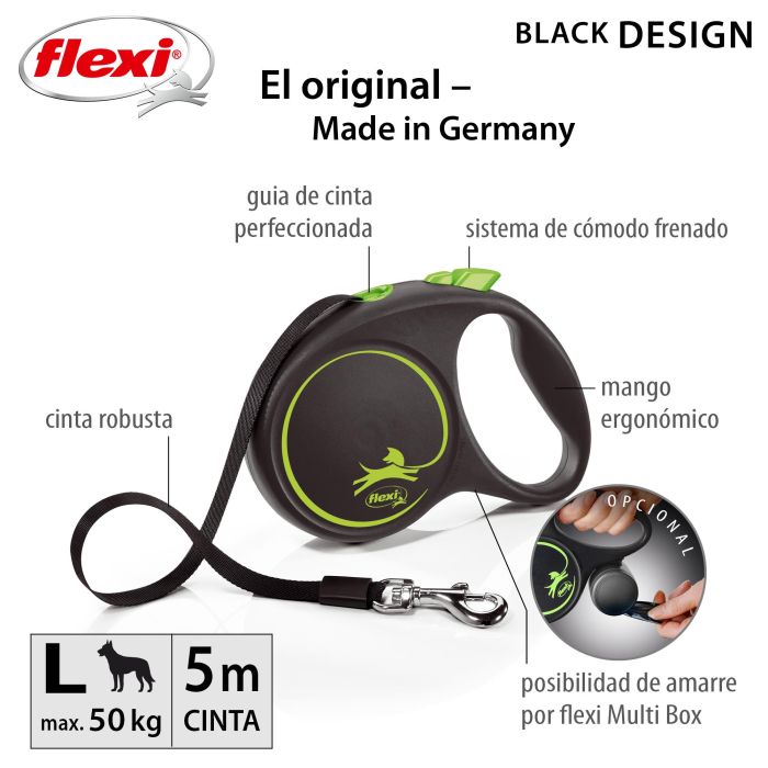 Correa Flexi Black Design L Cinta 5M Verde 2 Correa Flexi Black Design L Cinta 5M Verde 2