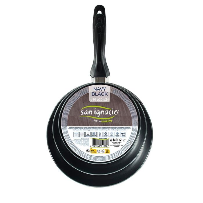 San Ignacio Set 3 Sartenes Aluminio Prensado Navy Black Ø16 / Ø20 / Ø24 cm Apto Inducción 2