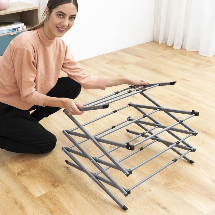 Tendedero Metálico Plegable y Extensible con 3 Alturas Cloxy InnovaGoods 11 barras 8 Tendedero Metálico Plegable y Extensible con 3 Alturas Cloxy InnovaGoods 11 barras 8