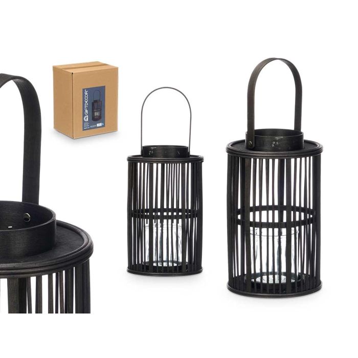 Farol de Bambú Negro con Vela - Giftdecor 18.5x44.5x18.5 cm (6 Unidades) Farol de Bambú Negro con Vela - Giftdecor 18.5x44.5x18.5 cm (6 Unidades)