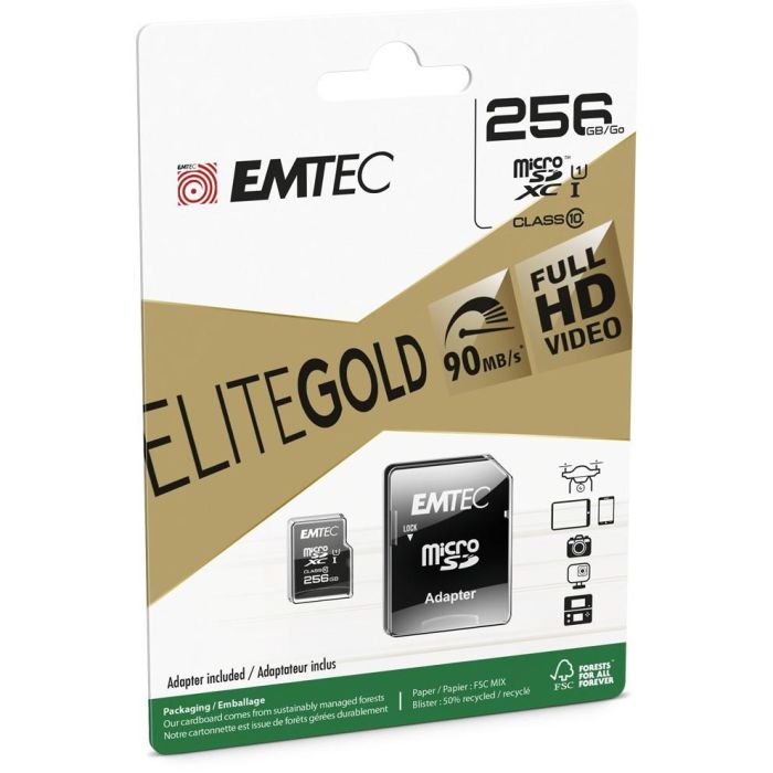 CARD Emtec m256GB UHS-I U1 EliteGold + Adapter 1 CARD Emtec m256GB UHS-I U1 EliteGold + Adapter 1