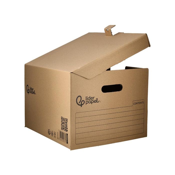 Cajon Contenedor Liderpapel Carton Manual Para 3 Cajas Archivo Def. Folio - 3 Archivadores A-Z 387x333x260 mm 7