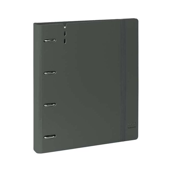 Carpeta Con Recambio Safta Din A4 Cuadro 5 mm Polipropileno Foam 4 Anillas 35 mm Gris Oscuro 9