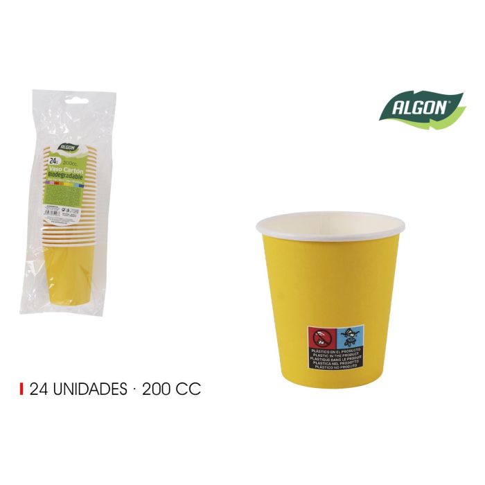 Vaso de Cartón Amarillo 200 cc - Pack de 24 - Algon (36 Cajas) Vaso de Cartón Amarillo 200 cc - Pack de 24 - Algon (36 Cajas)