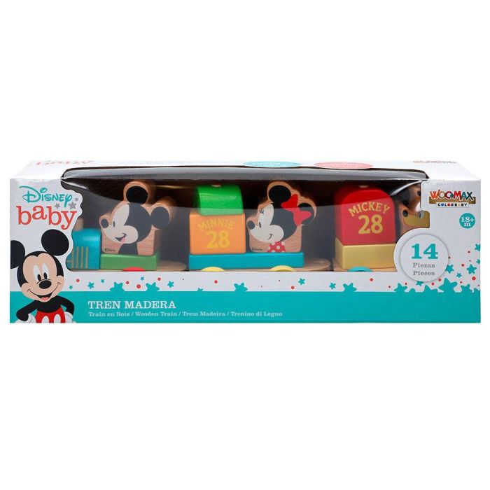 WOOMAX Tren Baby Disney de Madera con 14 Piezas para +18 Meses 2