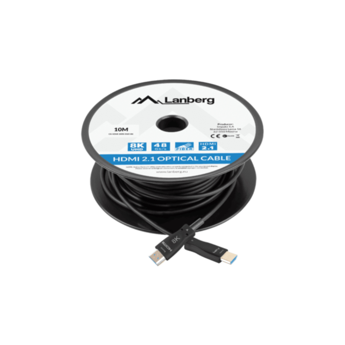 Lanberg CA-HDMI-30FB-0100-BK Cable HDMI 2.1 Macho/Macho 10m 48Gbps Chapado en Oro Negro 4