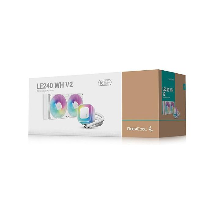 Deepcool LE240 WH V2 - Kit de Refrigeración Líquida para CPU, AIO 240mm, 2 Ventiladores ARGB de 120mm, Blanco, Compatible con Intel y AMD 5