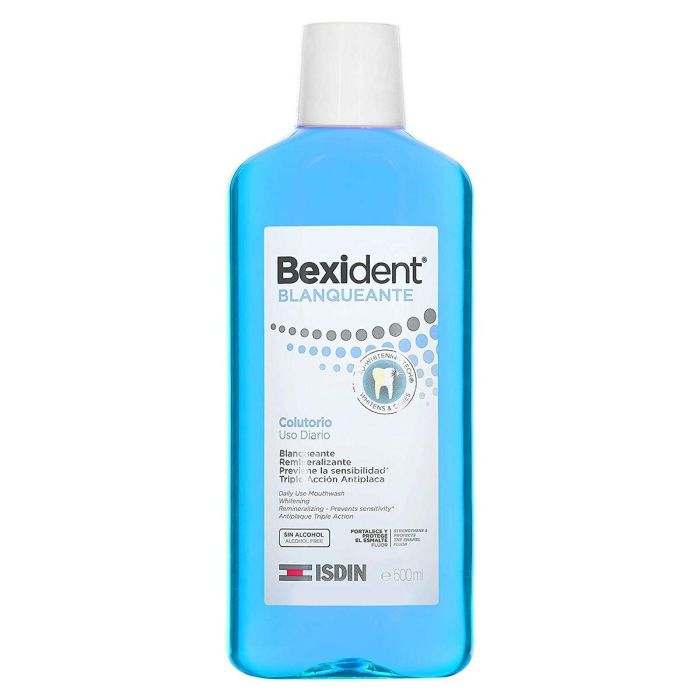 Isdin BEXIDENT BLANQUEANTE colutorio - Enjuague bucal con acción blanqueante y antimanchas, 500 ml Isdin BEXIDENT BLANQUEANTE colutorio - Enjuague bucal con acción blanqueante y antimanchas, 500 ml