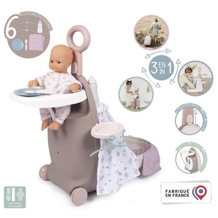 Trolley baby nurse 3 en 1 maleta,trona y cuna para muñecas de hasta 42 cm no incluida con 6 accesorios. 62x25,5x25,5 cm 2