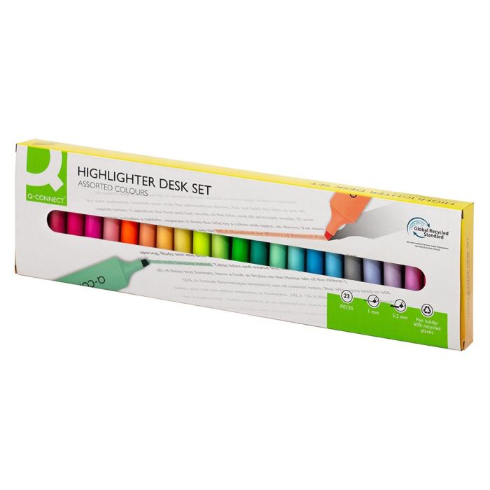 Rotulador Q-Connect Fluorescente Punta Biselada Estuche De Sobremesa 23 Unidades Colores Surtidos 1