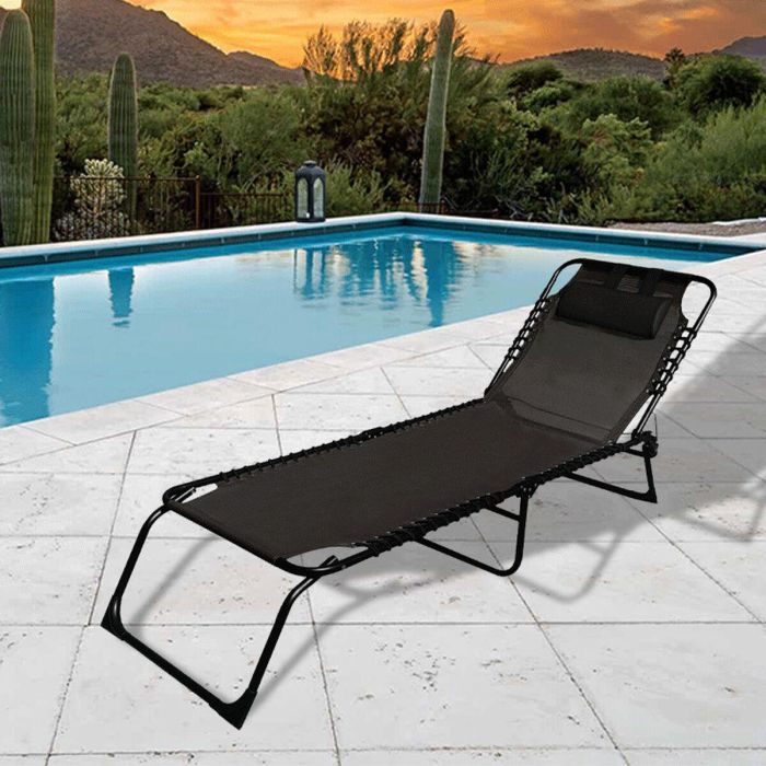 Marbueno Tumbona Plegable Acero Con Cojin Jardin y Piscina 190X58X27 cm Negra 10004 1 Marbueno Tumbona Plegable Acero Con Cojin Jardin y Piscina 190X58X27 cm Negra 10004 1
