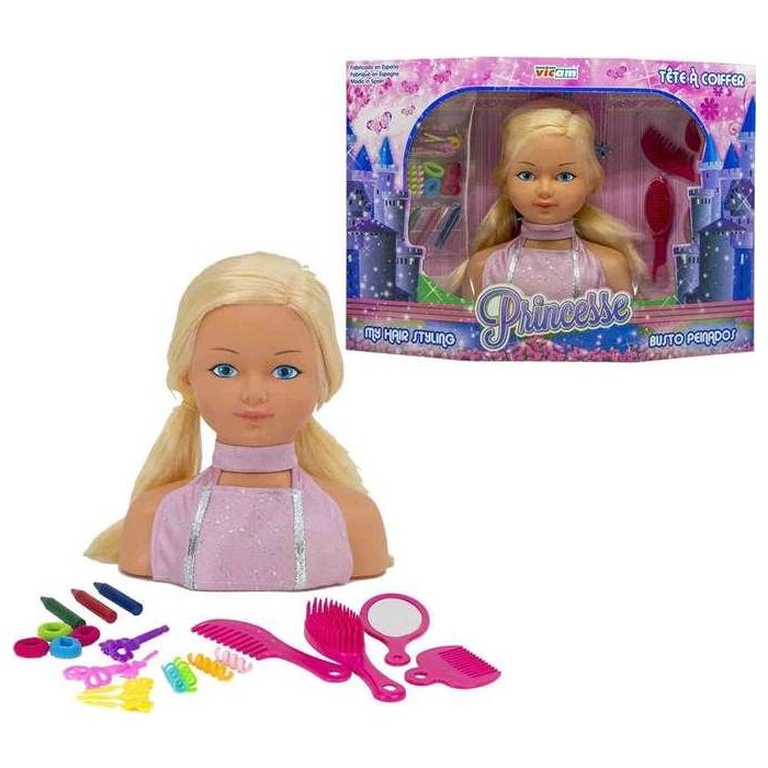 Busto princesa puedes peinarla y decorarla con sus accesorios. 54x14,5x38 cm 3