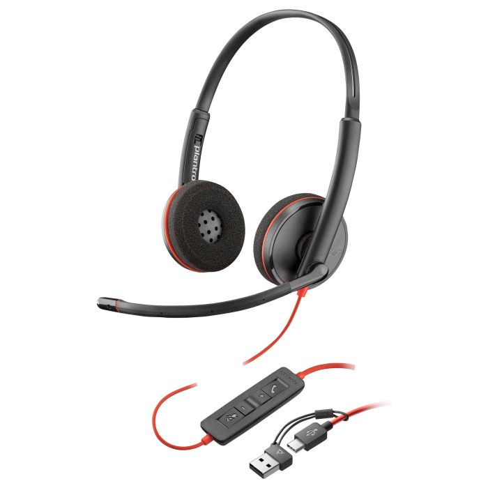 HP C3225 Blackwire Auriculares Diadema Estéreo con Micrófono, Control de Volumen, Jack 3.5 mm y Adaptador USB-C a USB-A Negro 5