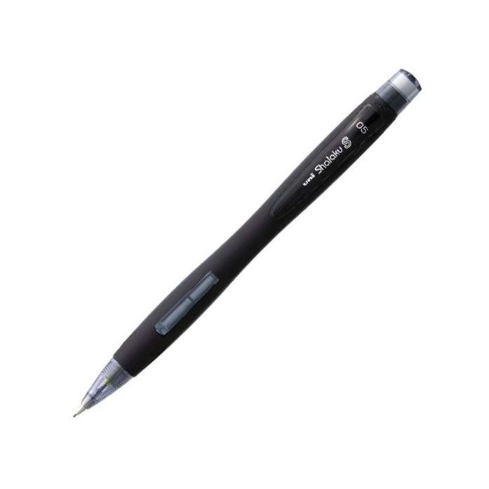 Uniball M5-228 Portaminas Shalaku S 0.5 mm Negro, mecanismo avance lateral, goma de borrar (12 Unidades) (12 Unidades)
