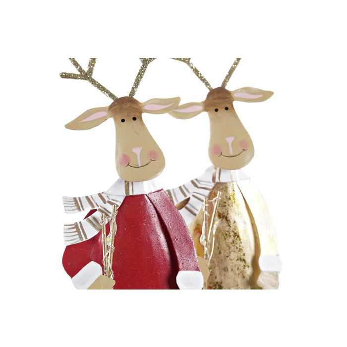 DKD Home Decor Figura Decorativa de Navidad Reno Fantasía con Iluminación LED y Cuerpo MDF (4 Unidades Surtidas) 4x30x8 cm 2