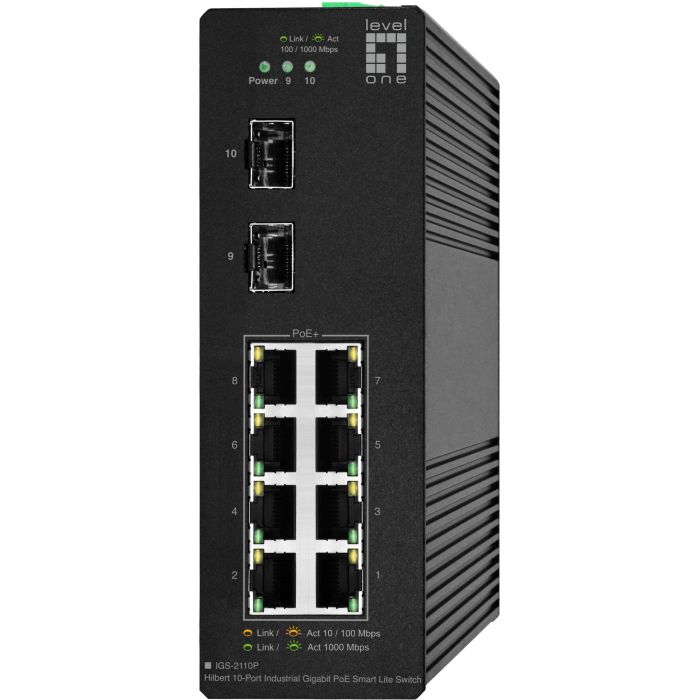 LevelOne IGS-2110P Switch Gestionado L2 8x GE PoE+ 2x SFP Industrial -40 a 75°C