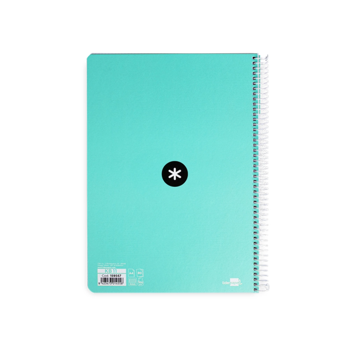 Antartik Cuaderno Espiral A4 Tapa Dura 80 Hojas 90gr Cuadro 4mm Margen Color Menta 5