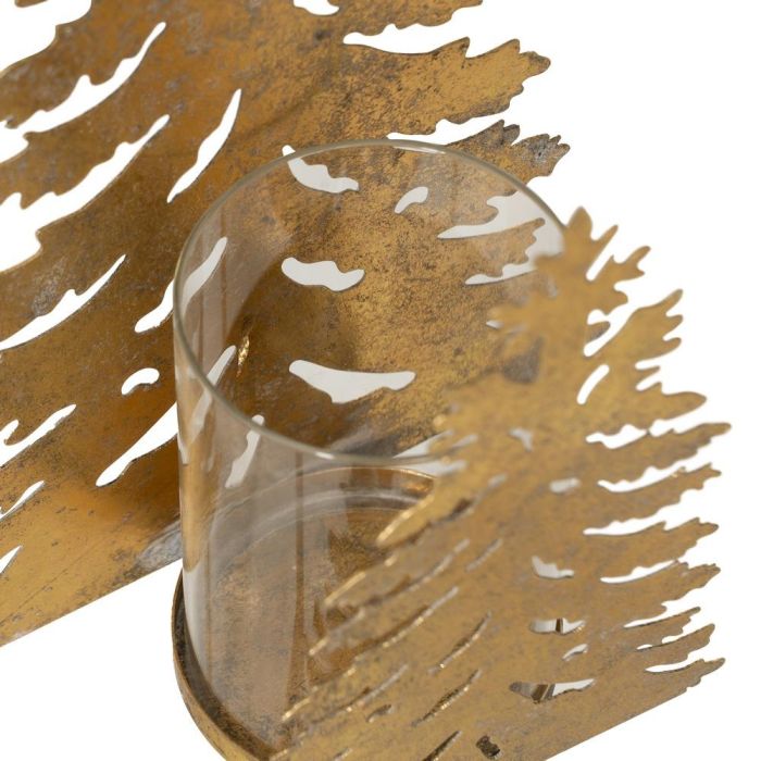 Portavelas Árbol Oro Metal Decoración 20 X 9,50 X 32 cm