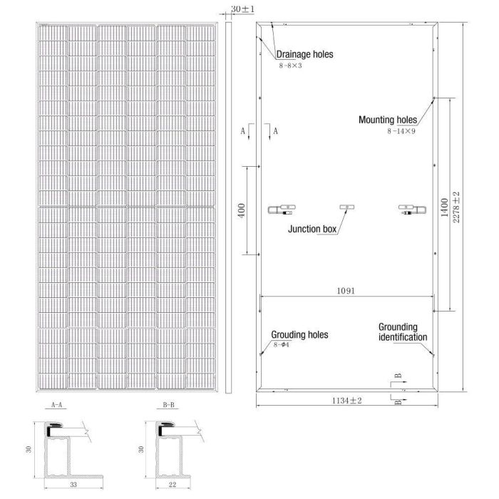 Pack 2 Paneles Solar Monofacial Ledvance 550W Marco Negro Tipo P 2