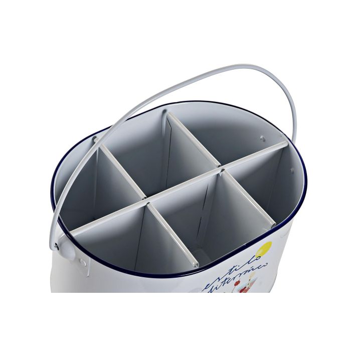 DKD Home Decor Cubo Decorativo de Metal Blanco Estilo Mediterráneo - 24,5 cm Ancho x 17 cm Largo x 13 cm Alto 2