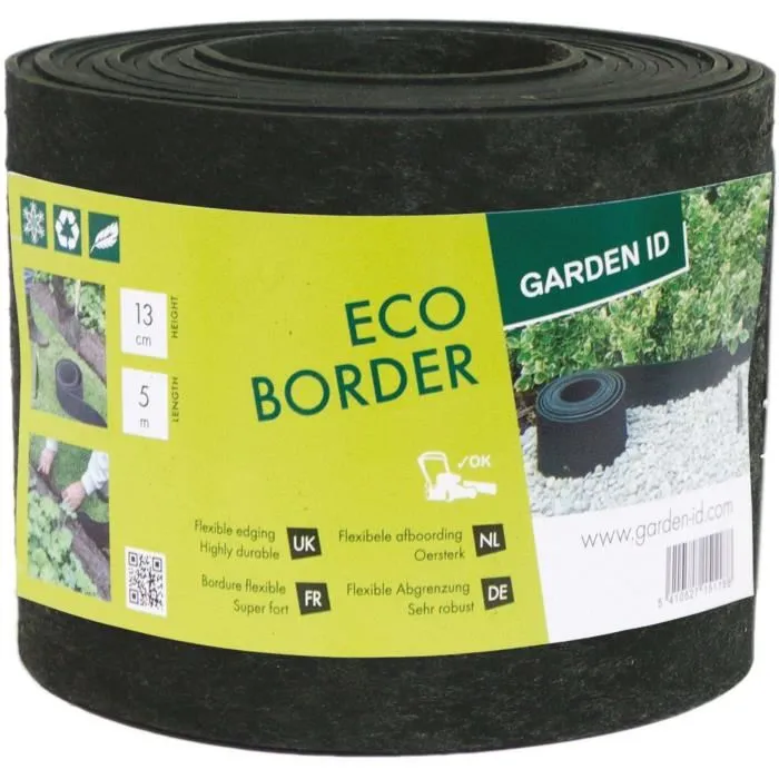 Garden Id Borde de Jardín Eco Border 13022535 - Caucho Reciclado - 5 m H13 cm - Indestructible, Instalación Flexible, Recta o Curva 0 Garden Id Borde de Jardín Eco Border 13022535 - Caucho Reciclado - 5 m H13 cm - Indestructible, Instalación Flexible, Recta o Curva 0